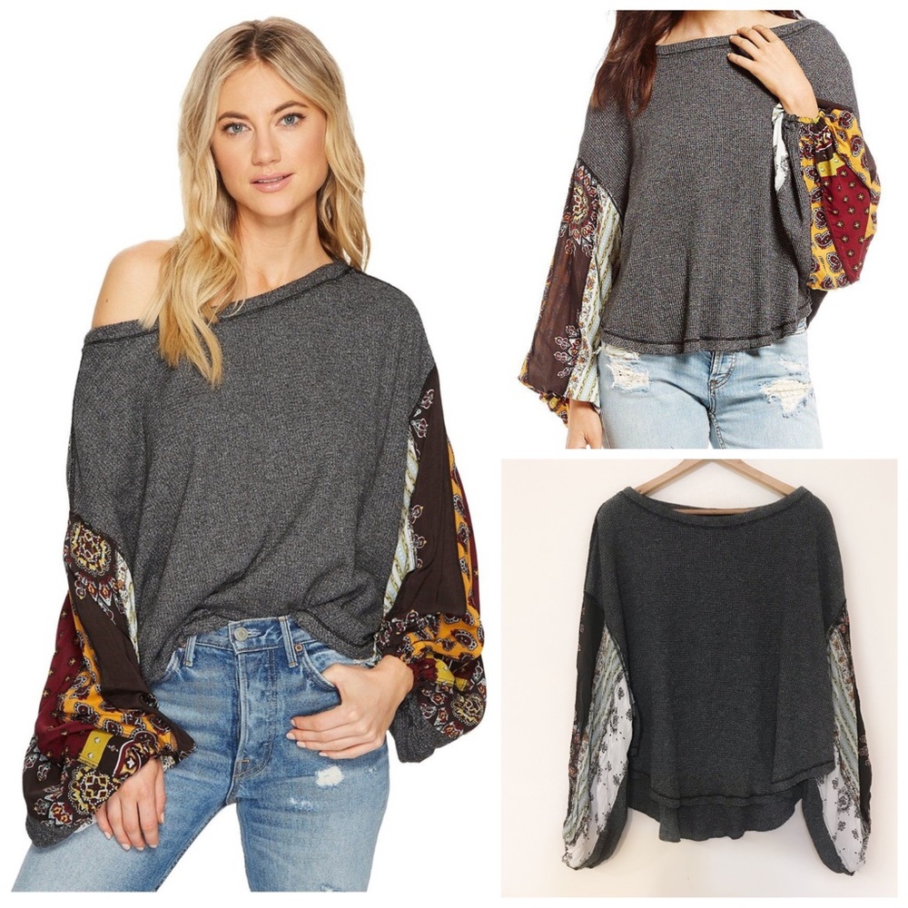Free People Blossom Balloon Sleeve Thermal Top